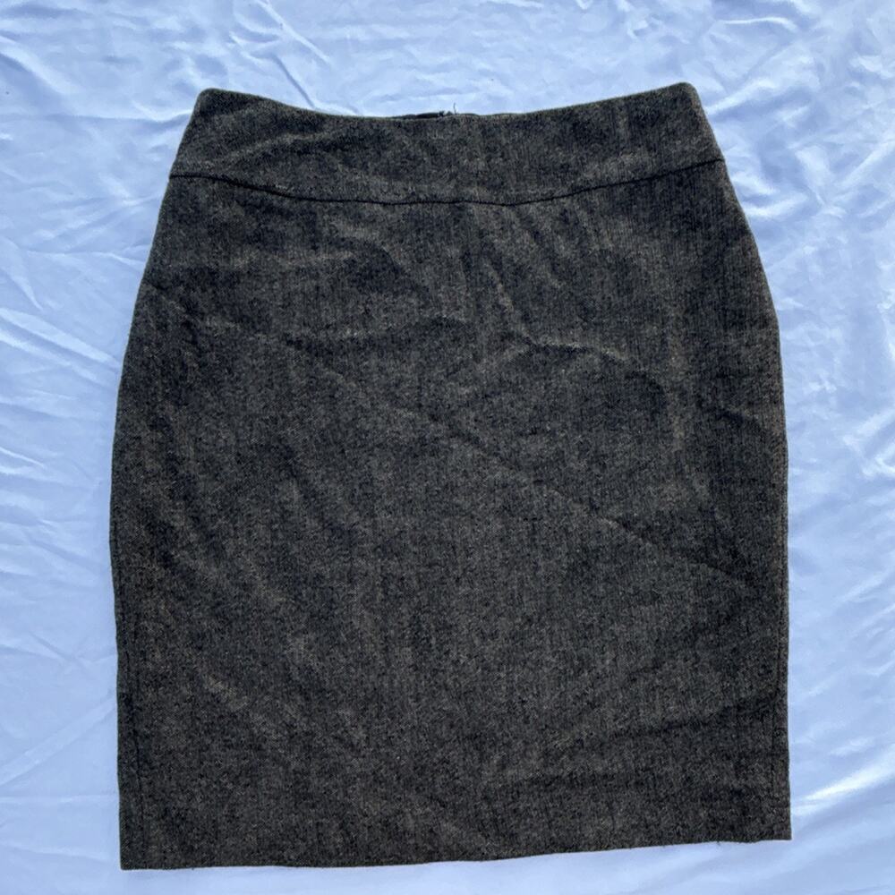 CAbi Women’s Gray Herringbone Tweed Pencil Knee-Length Lined Skirt 10 #245